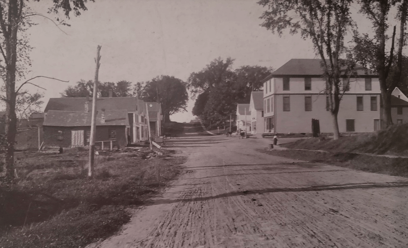 Looking up Main Street over 100 years ago.